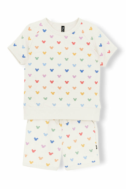 Kyte Baby Short Sleeve Jogger Set in Pastel Mickey Mouse