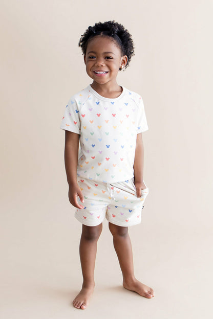 Kyte Baby Short Sleeve Jogger Set in Pastel Mickey Mouse
