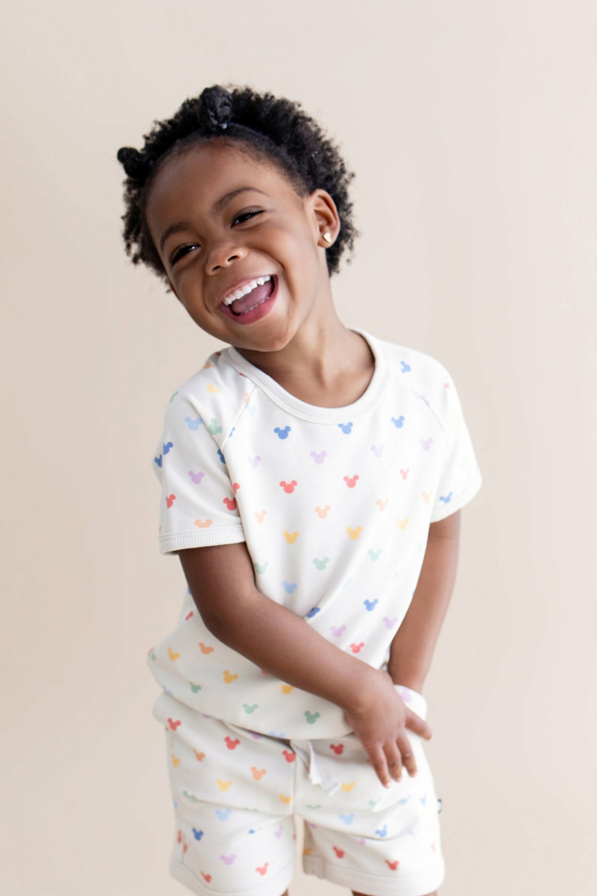Kyte Baby Short Sleeve Jogger Set in Pastel Mickey Mouse
