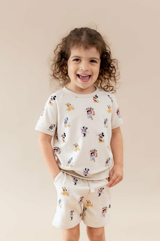 Kyte Baby Short Sleeve Jogger Set in Mickey Mouse and Friends
