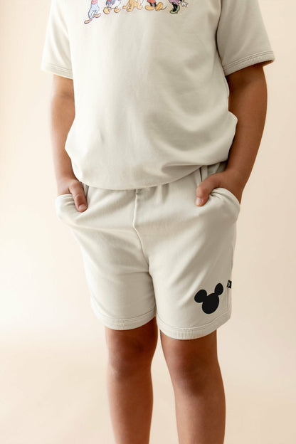 Kyte Baby Short Sleeve Jogger Set in Mickey and Friends on Ecru