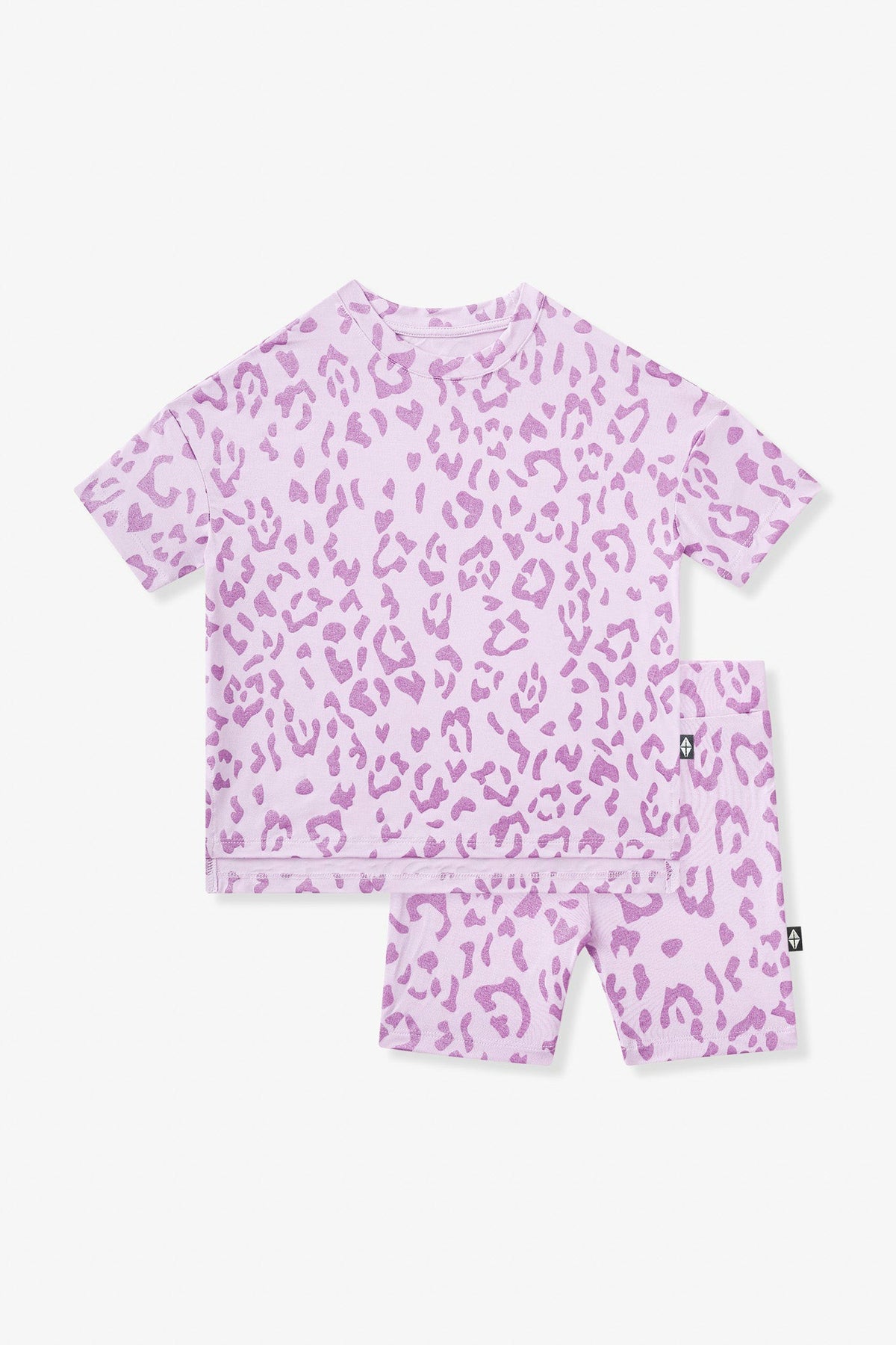 Kyte Baby Toddler Biker Short Set in Thistle Leopard