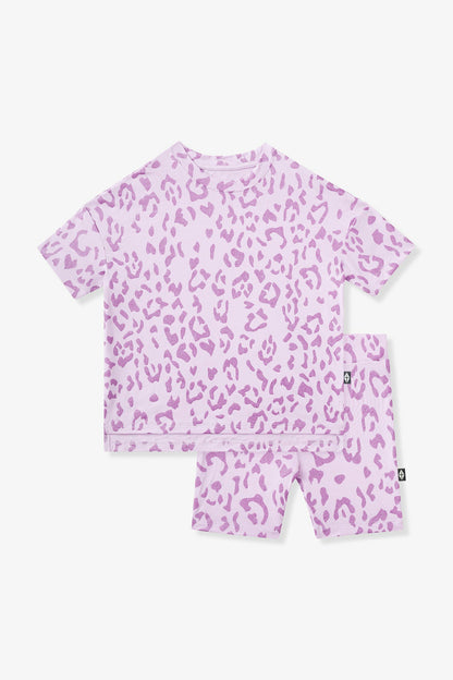 Kyte Baby Toddler Biker Short Set in Thistle Leopard
