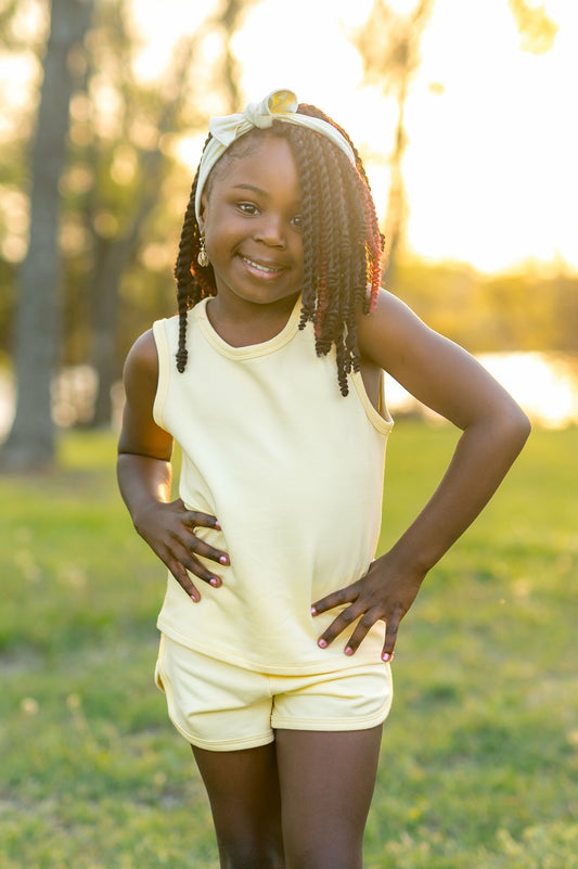 Kyte Baby Tank Jogger Set in Chamomile