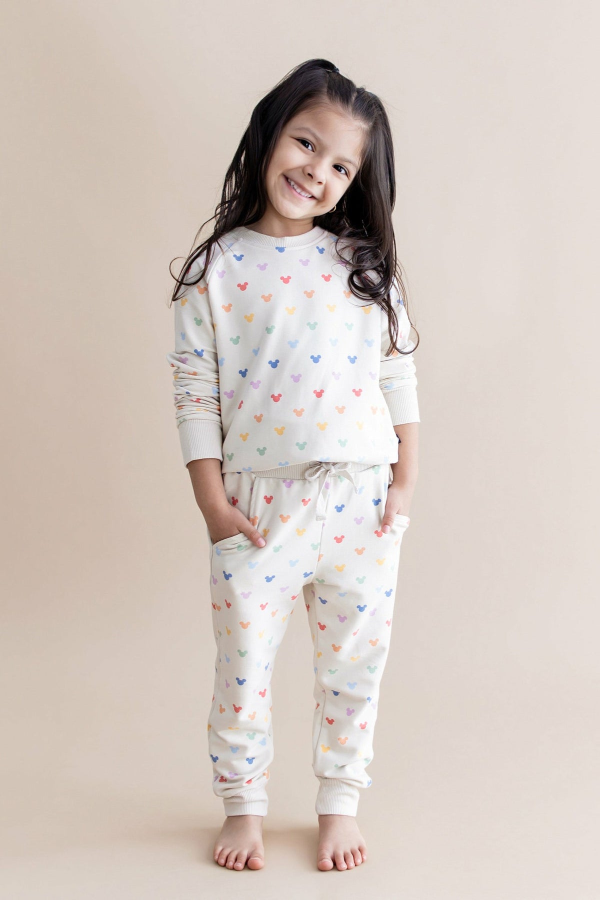 Kyte Baby Long Sleeve Jogger Set in Pastel Mickey Mouse