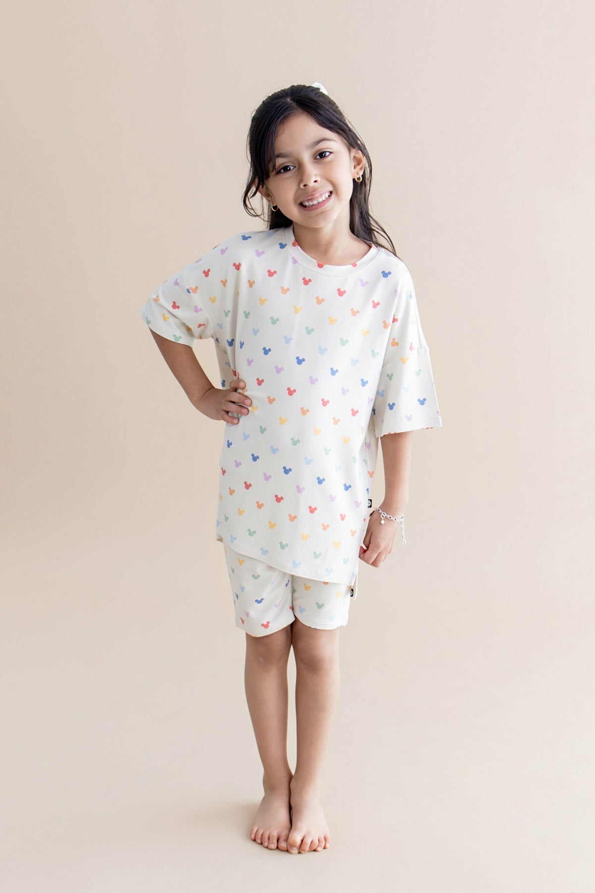 Kyte Baby Toddler Biker Short Set in Pastel Mickey Mouse