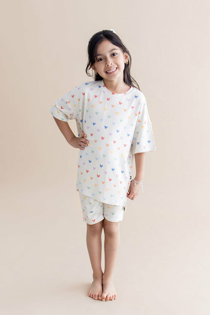 Kyte Baby Toddler Biker Short Set in Pastel Mickey Mouse
