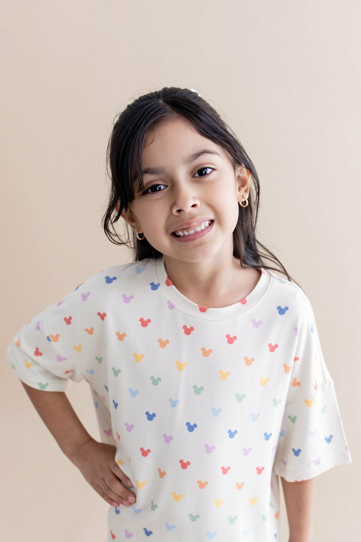 Kyte Baby Toddler Biker Short Set in Pastel Mickey Mouse