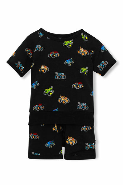 Kyte Baby Short Sleeve Jogger Set in Monster Truck