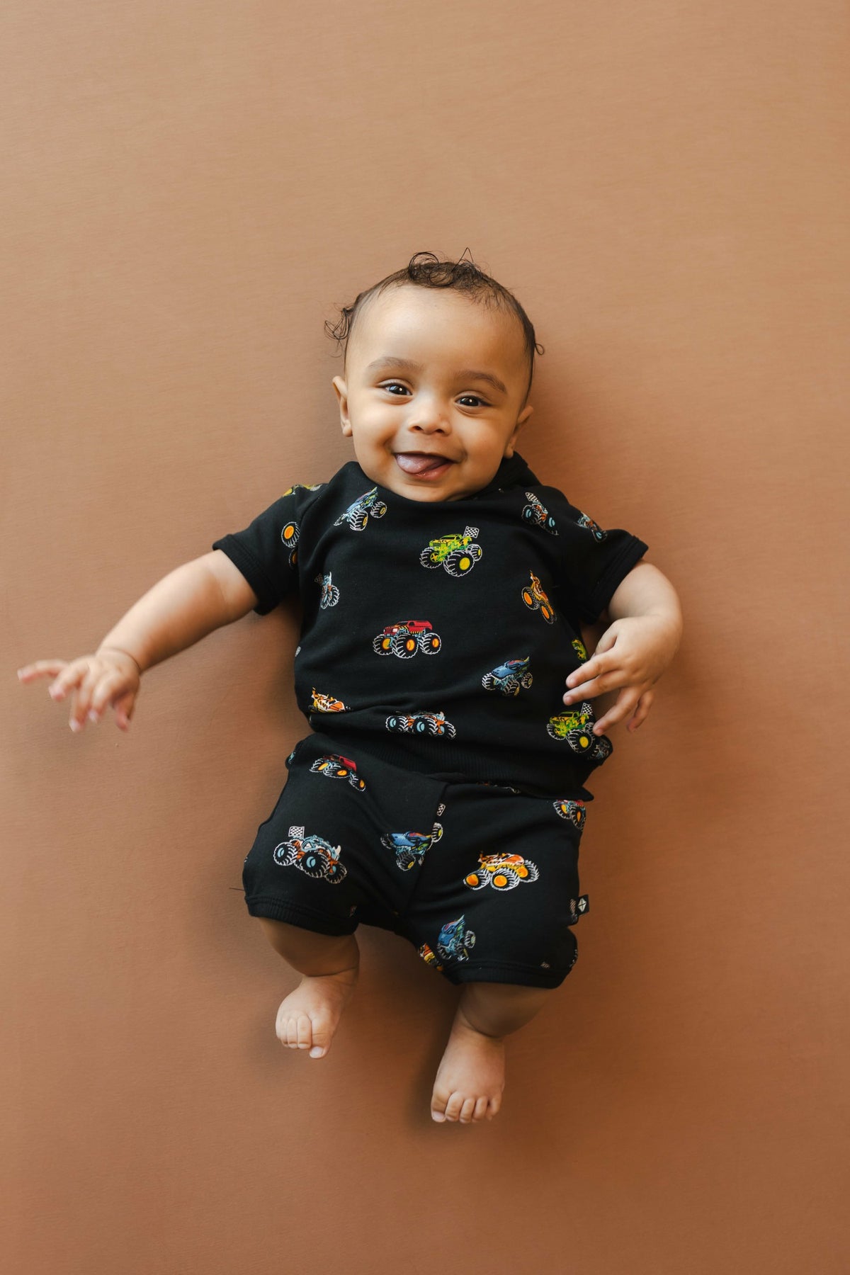 Kyte Baby Short Sleeve Jogger Set in Monster Truck