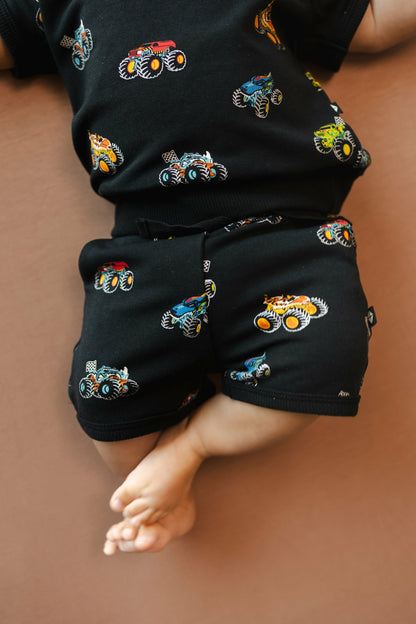Kyte Baby Short Sleeve Jogger Set in Monster Truck