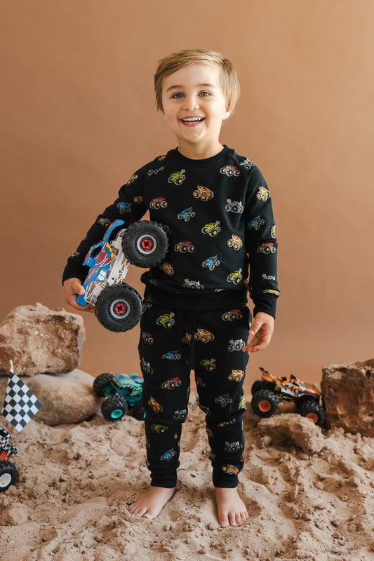 Kyte Baby Long Sleeve Jogger Set in Monster Truck