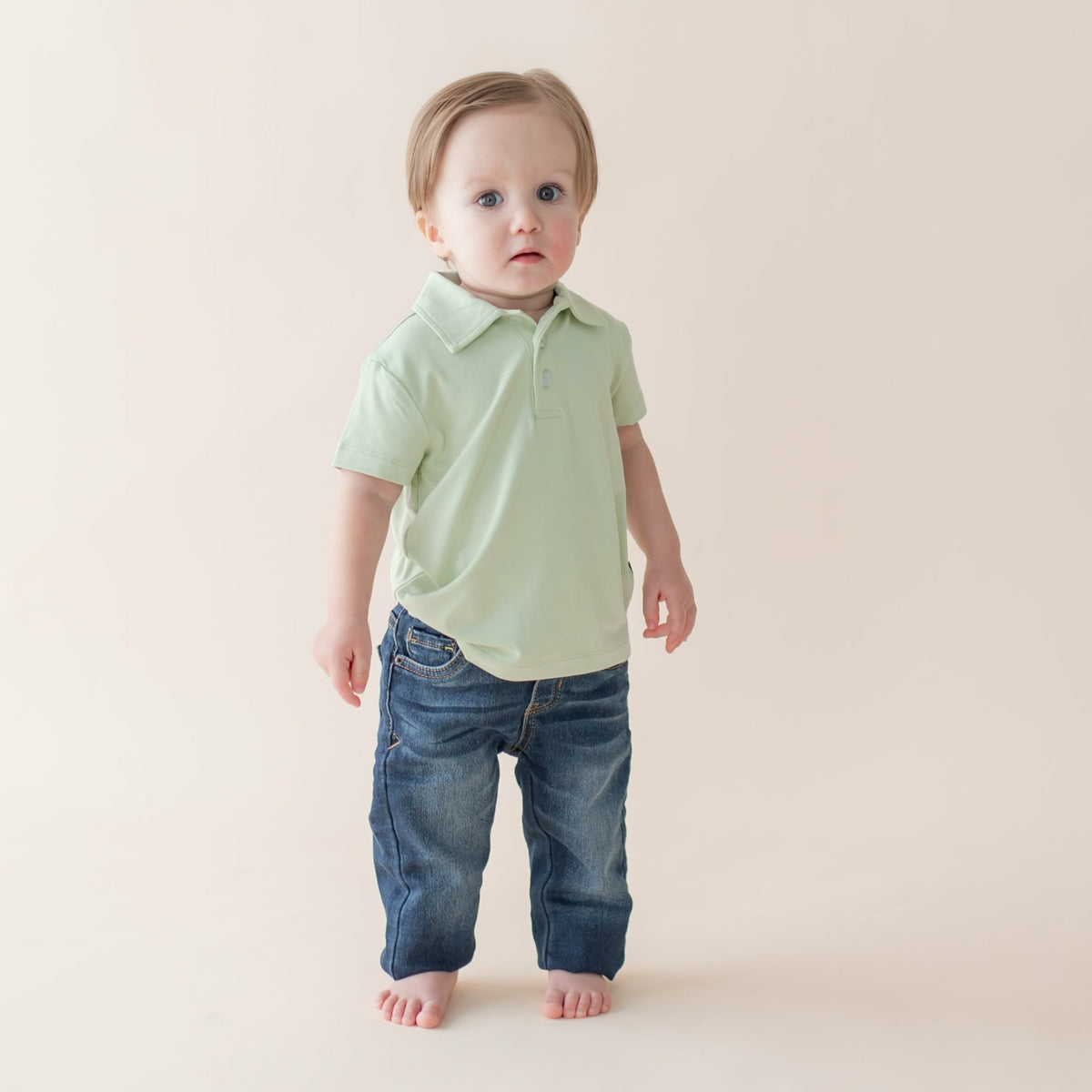 Kyte Baby Toddler Short Sleeve Polo in Basil
