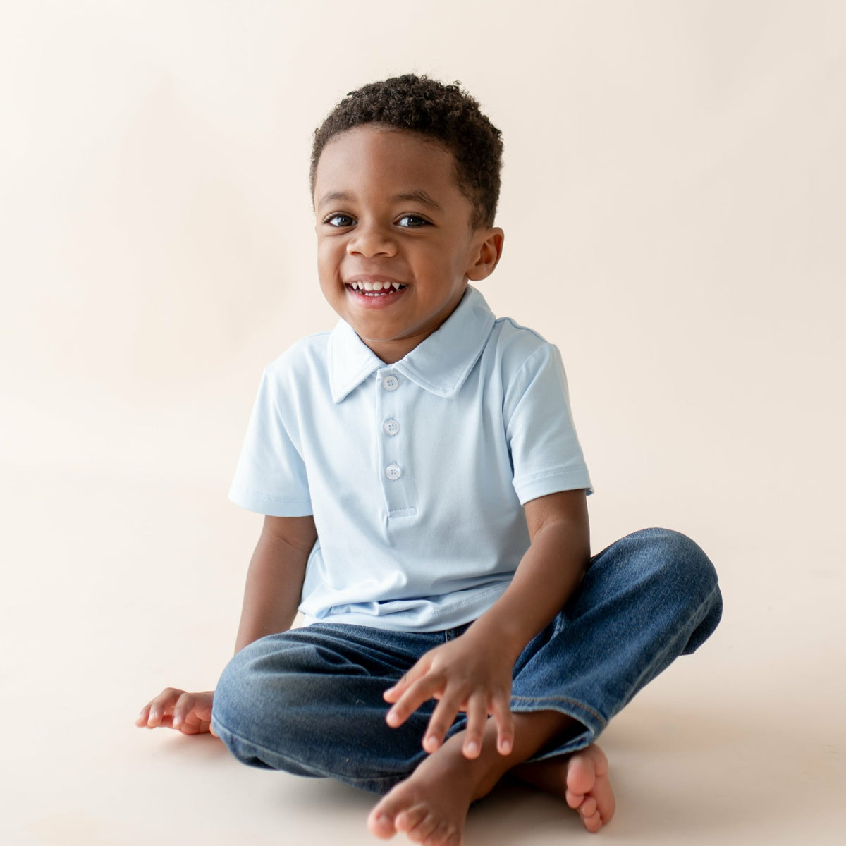 Kyte Baby Toddler Short Sleeve Polo in Breeze