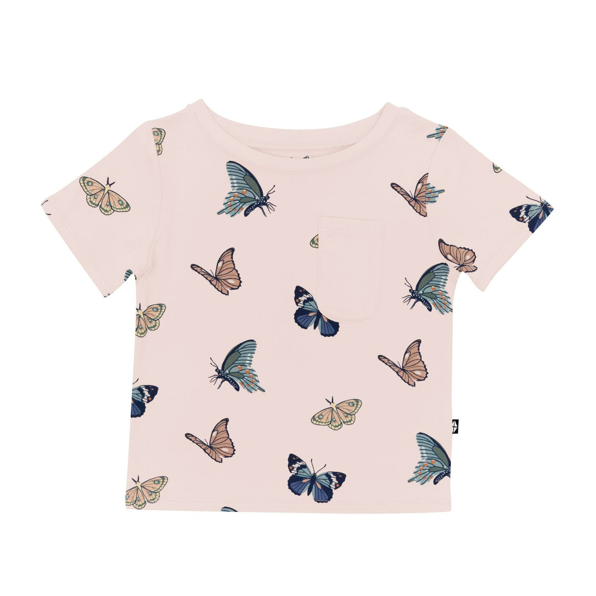 Kyte Baby Toddler Crew Neck Tee in Blush Butterfly