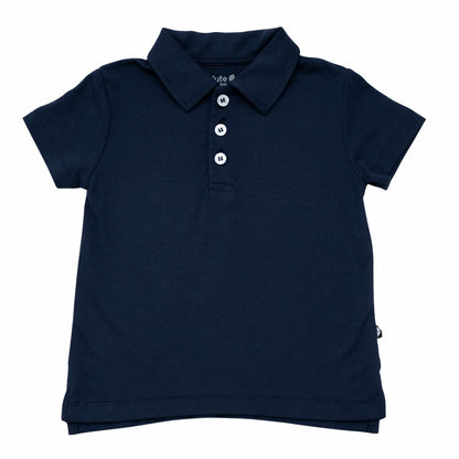 Kyte Baby Toddler Bamboo Short Sleeve Polo in Navy