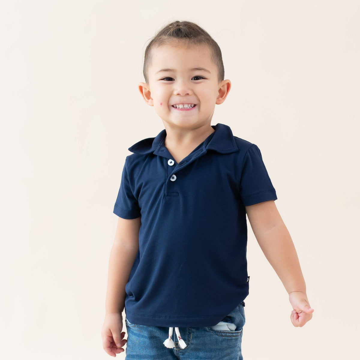 Kyte Baby Toddler Bamboo Short Sleeve Polo in Navy