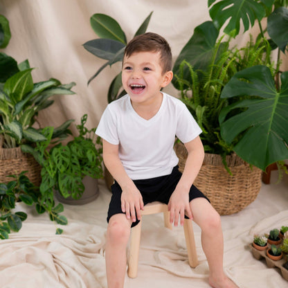 Kyte Baby Bamboo Toddler V-Neck Tee in Snow
