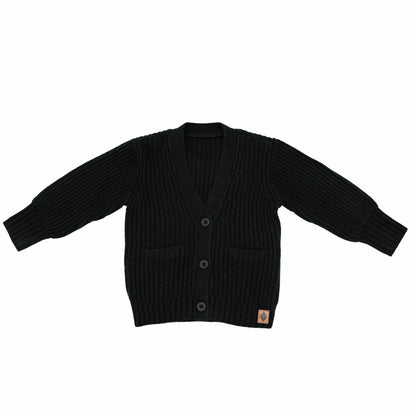 Kyte Baby Chunky Knit Oversized Cardigan in Midnight Black