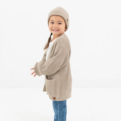 Kyte Baby Chunky Knit Oversized Cardigan in Almond