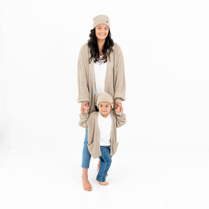 Kyte Baby Chunky Knit Oversized Cardigan in Almond
