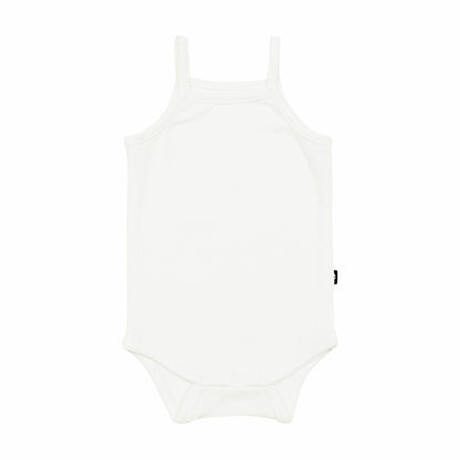 Kyte Baby Ribbed Spaghetti Strap Bodysuit in Cloud