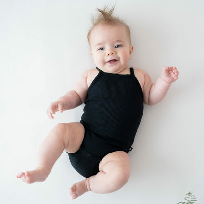 Kyte Baby Ribbed Spaghetti Strap Bodysuit in Midnight