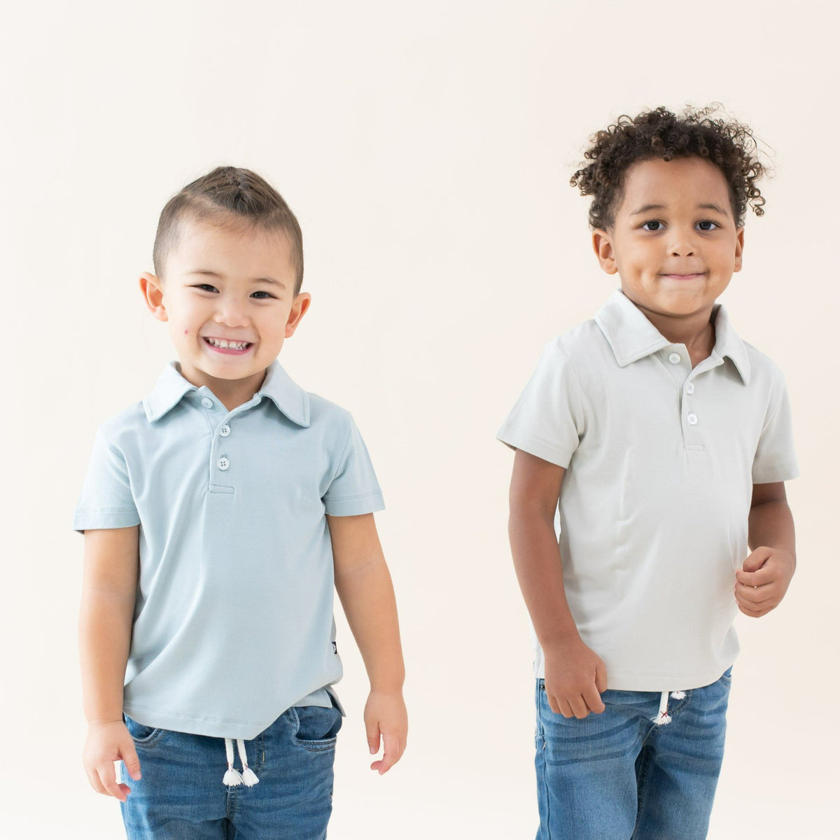 Kyte Baby Bamboo Toddler Short Sleeve Polo in Fog