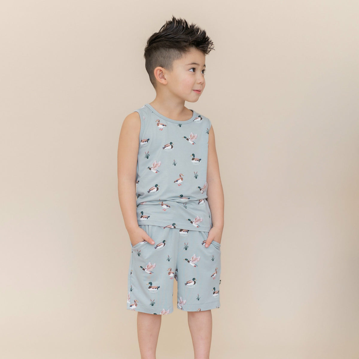 Kyte Baby Drawstring Short in Mallard Duck