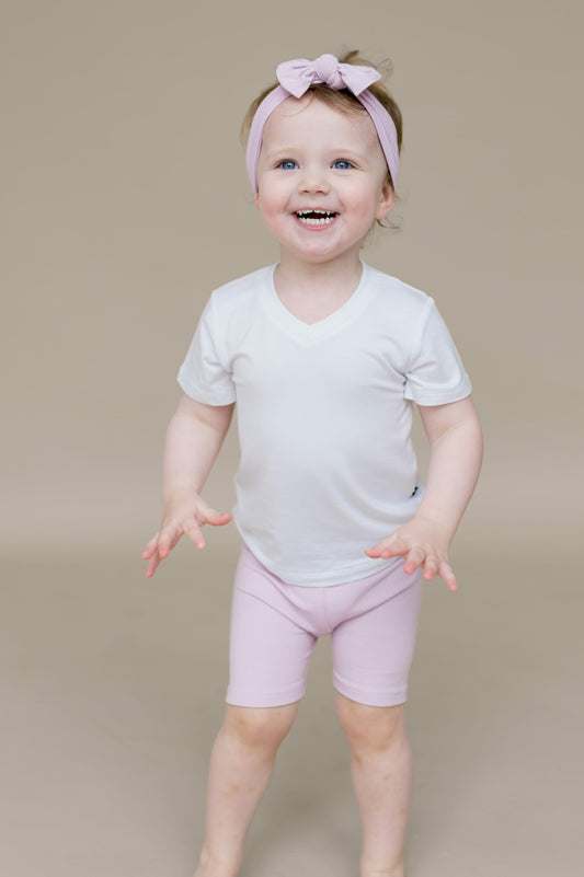 Kyte Baby Ribbed Toddler Biker Shorts in Thistle