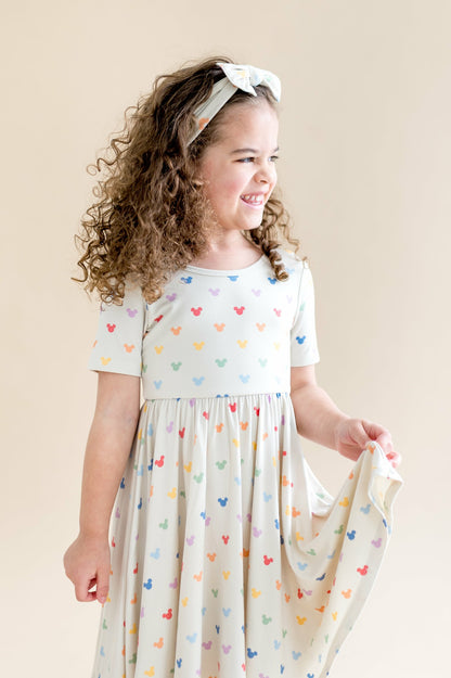 Kyte Baby Twirl Dress in Pastel Mickey Mouse