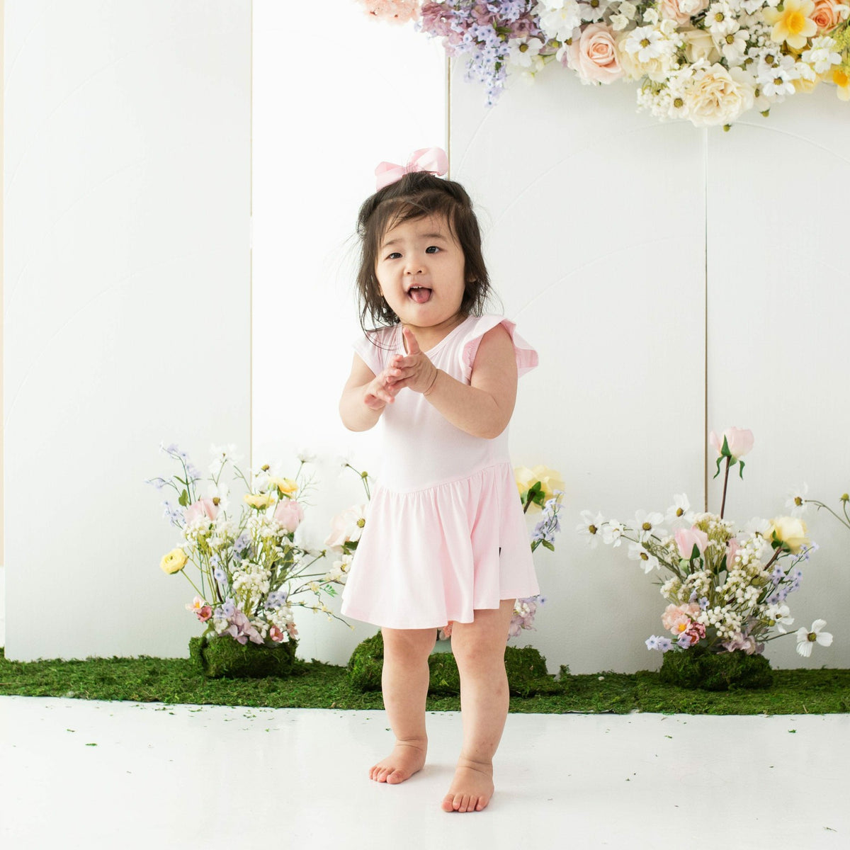 Kyte Baby Twirl Bodysuit Dress in Sakura
