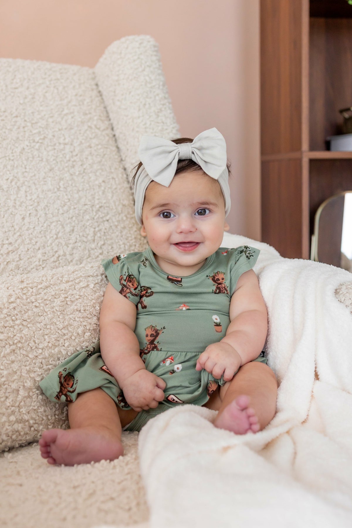 Kyte Baby Twirl Bodysuit Dress in Groot