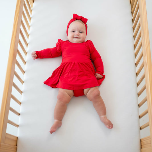 Kyte Baby Long Sleeve Twirl Bodysuit Dress in Cardinal