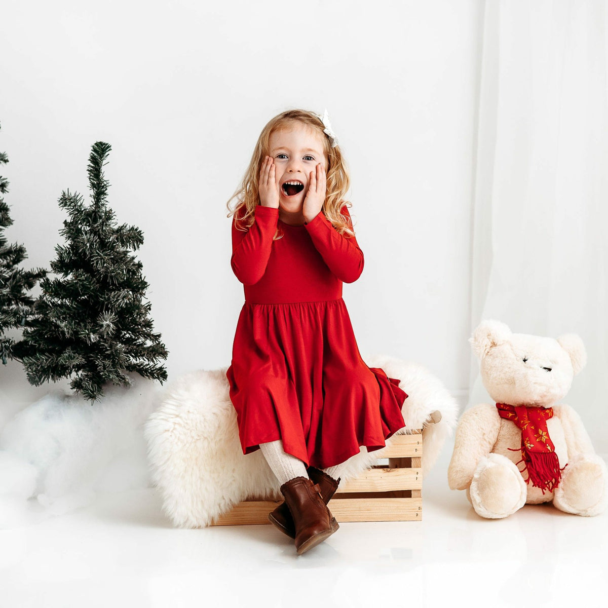 Kyte Baby Long Sleeve Twirl Dress in Cardinal