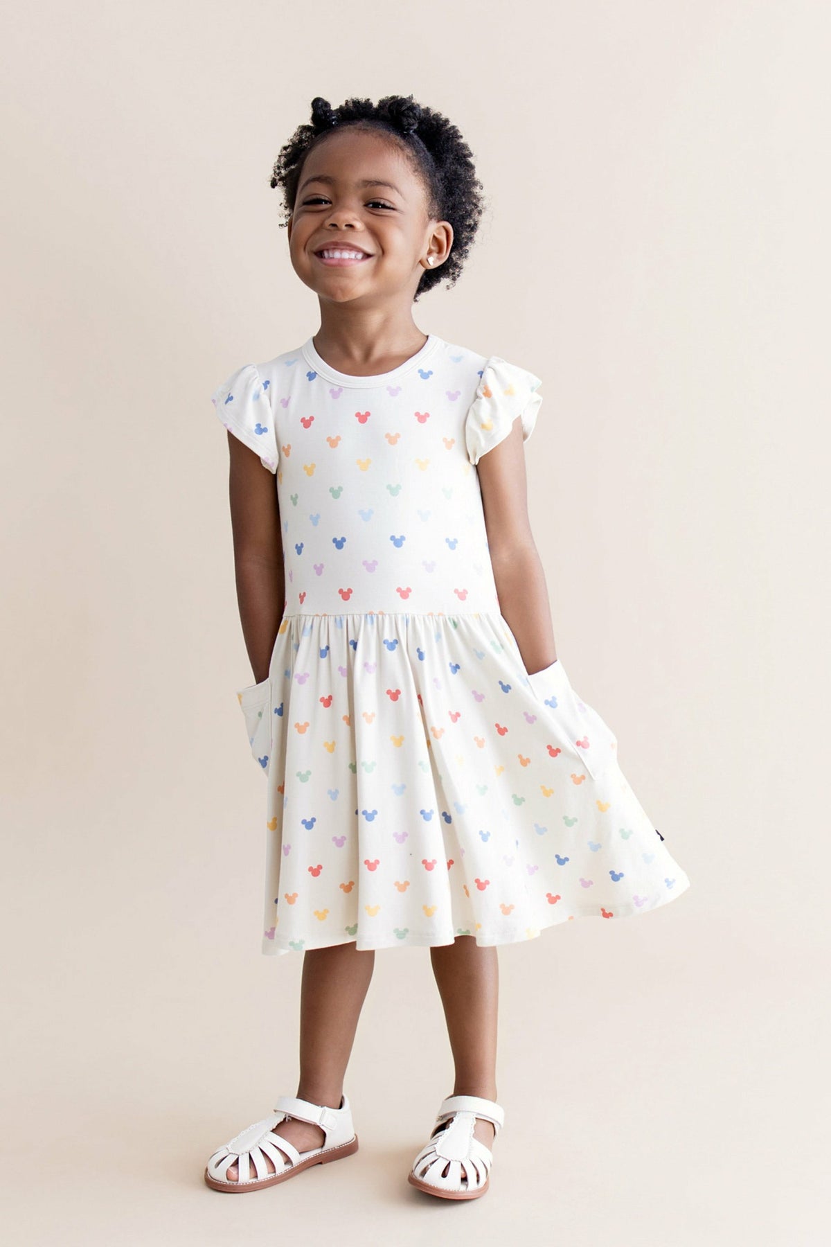Kyte Baby Pocket Dress in Pastel Mickey Mouse