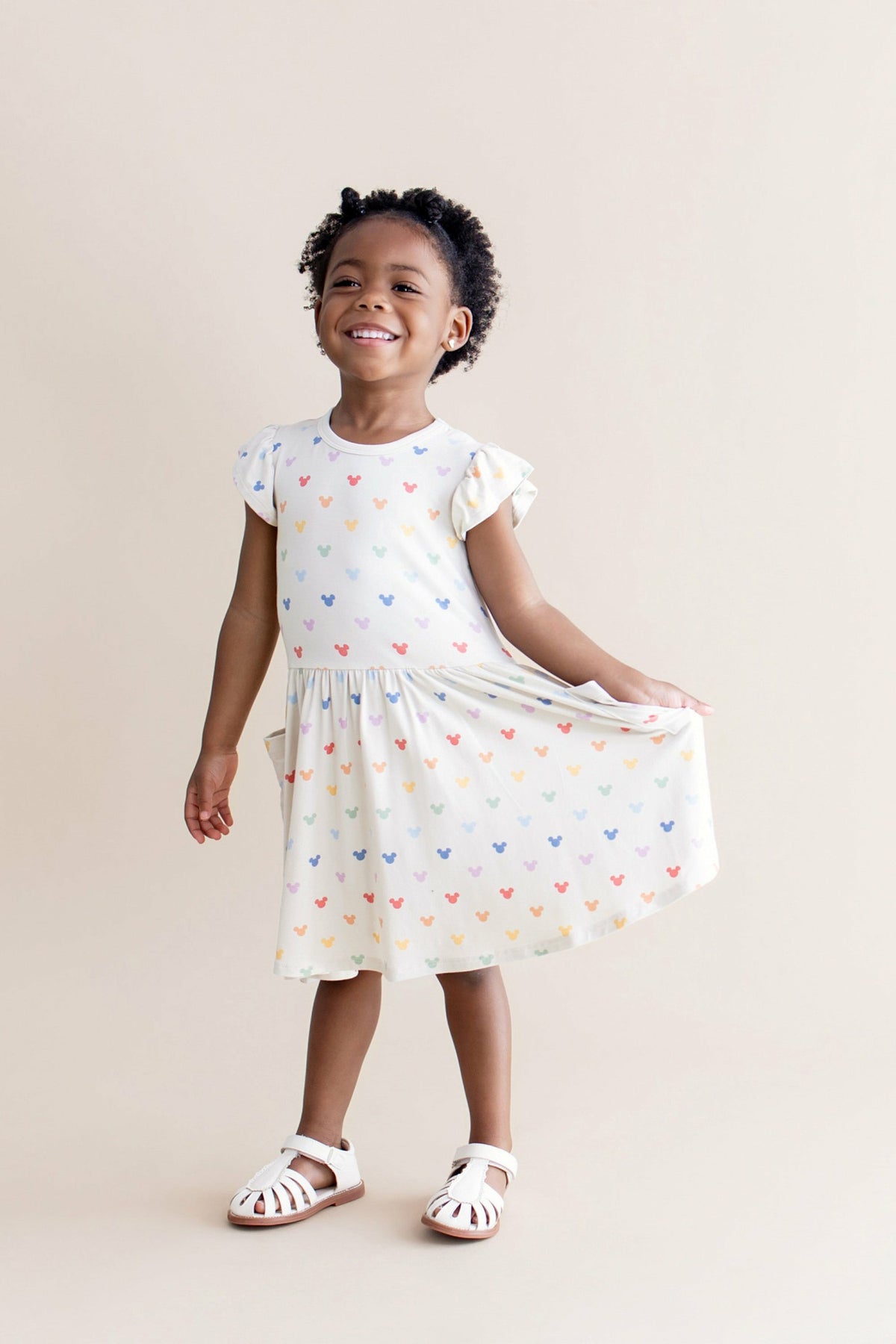 Kyte Baby Pocket Dress in Pastel Mickey Mouse