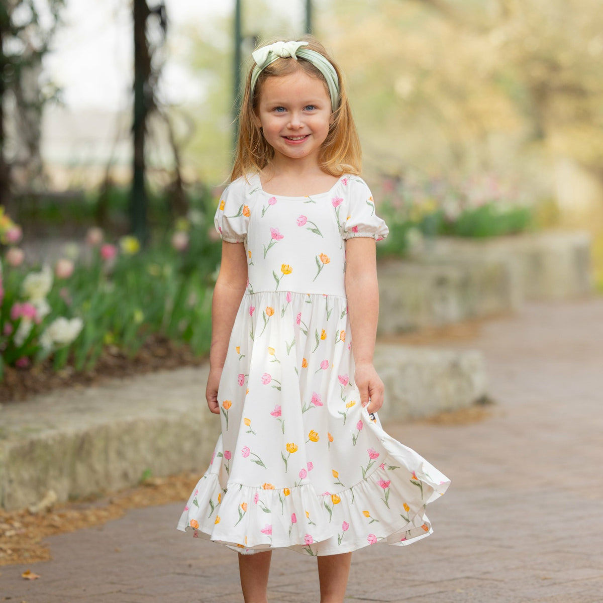Kyte Baby Puff Sleeve Twirl Dress in Tulip