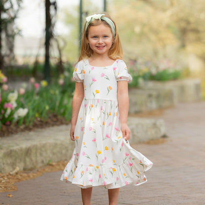 Kyte Baby Puff Sleeve Twirl Dress in Tulip
