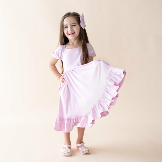 Kyte Baby Puff Sleeve Twirl Dress in Thistle