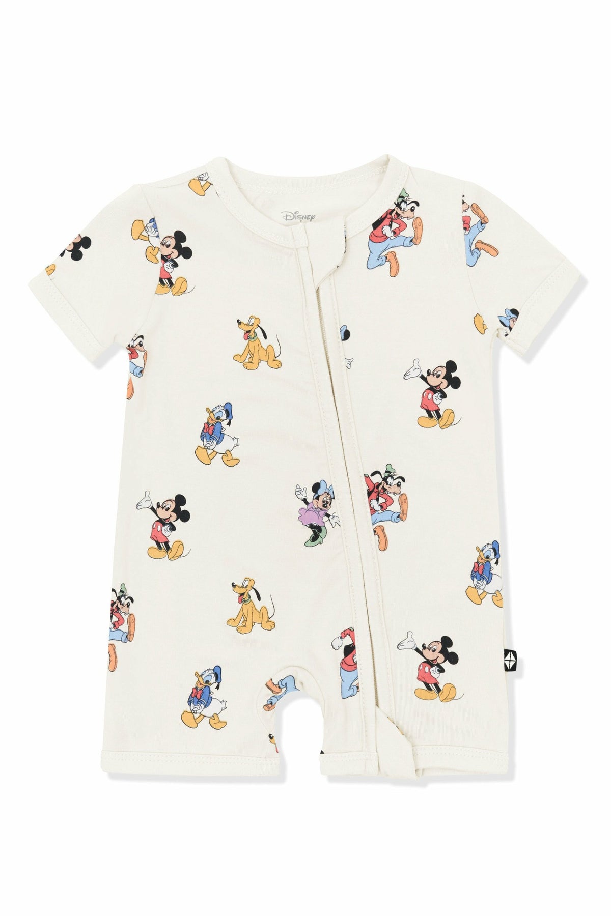 Kyte Baby Zipper Shortall Romper in Mickey Mouse and Friends