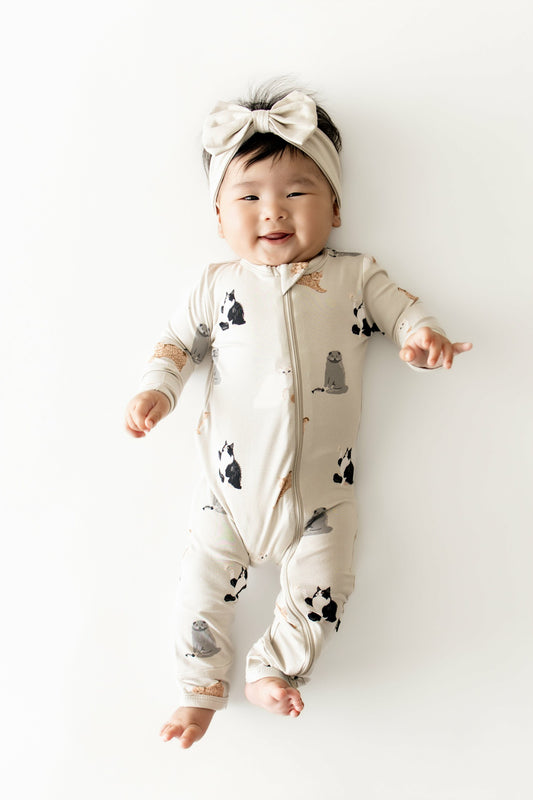 Kyte Baby Zippered Romper in Fluffy Cat