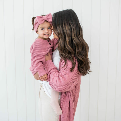 Kyte Baby Chunky Knit Bow Headband in Apple Blossom