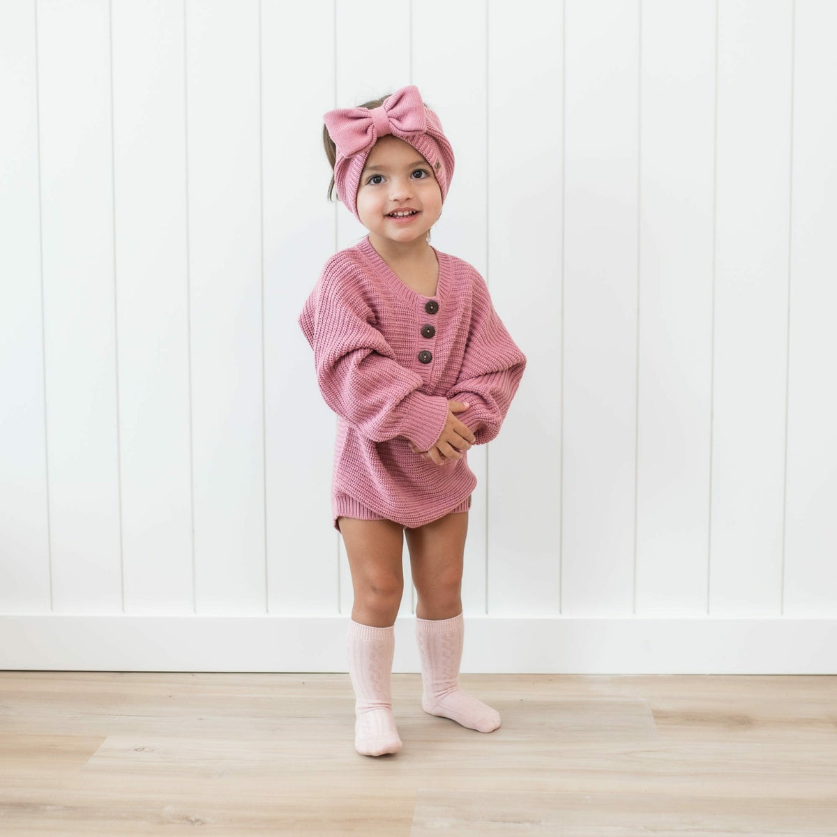 Kyte Baby Chunky Knit Bow Headband in Apple Blossom