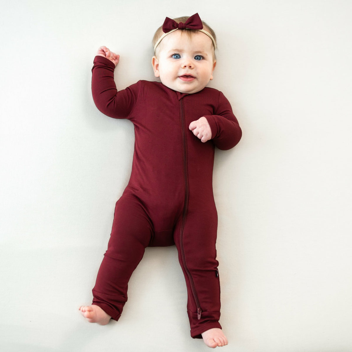 Kyte Baby Tiny Nylon Bow in Burgundy