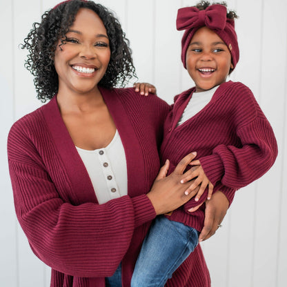 Kyte Baby Chunky Knit Bow Headband in Burgundy