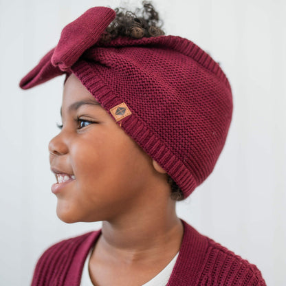 Kyte Baby Chunky Knit Bow Headband in Burgundy