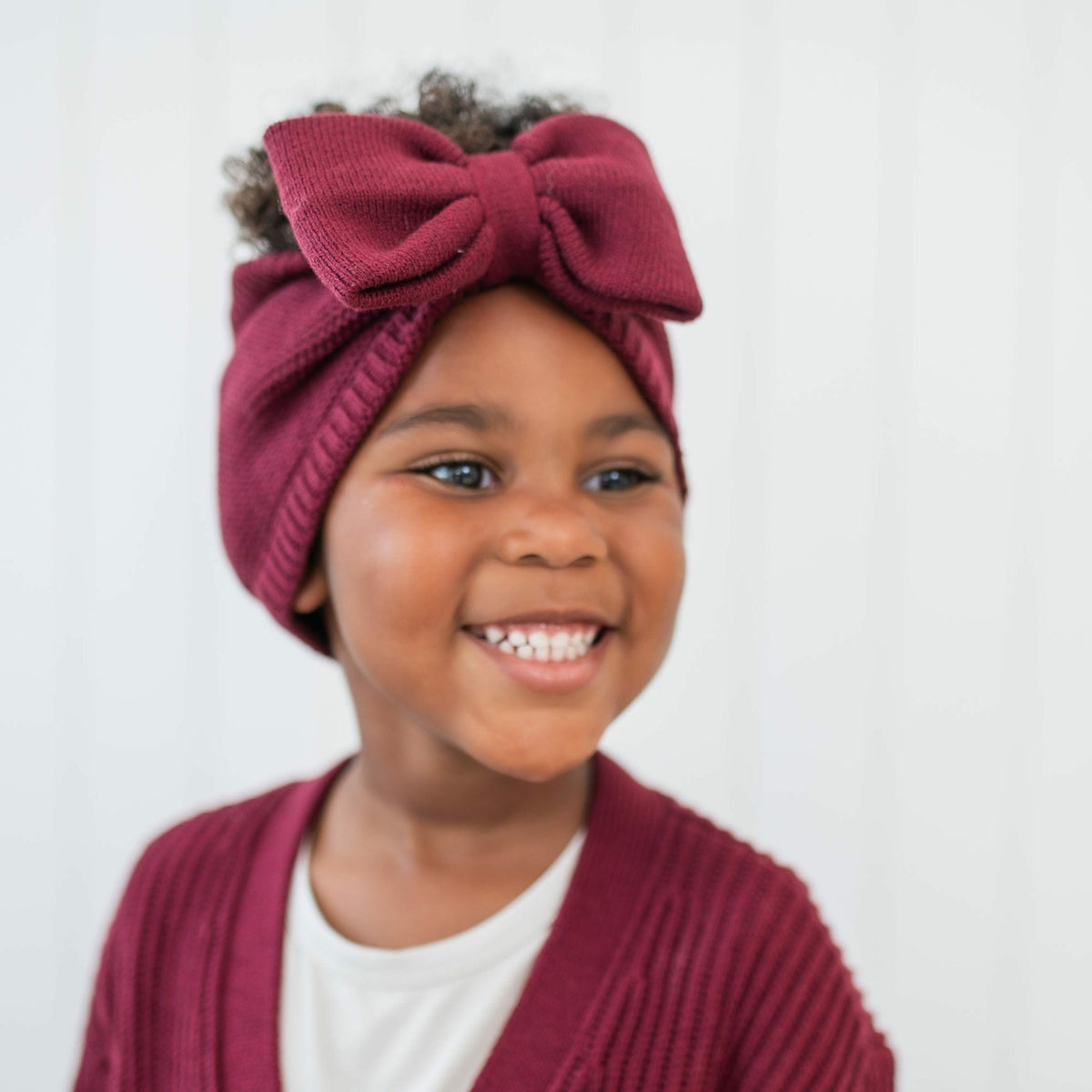 Kyte Baby Chunky Knit Bow Headband in Burgundy