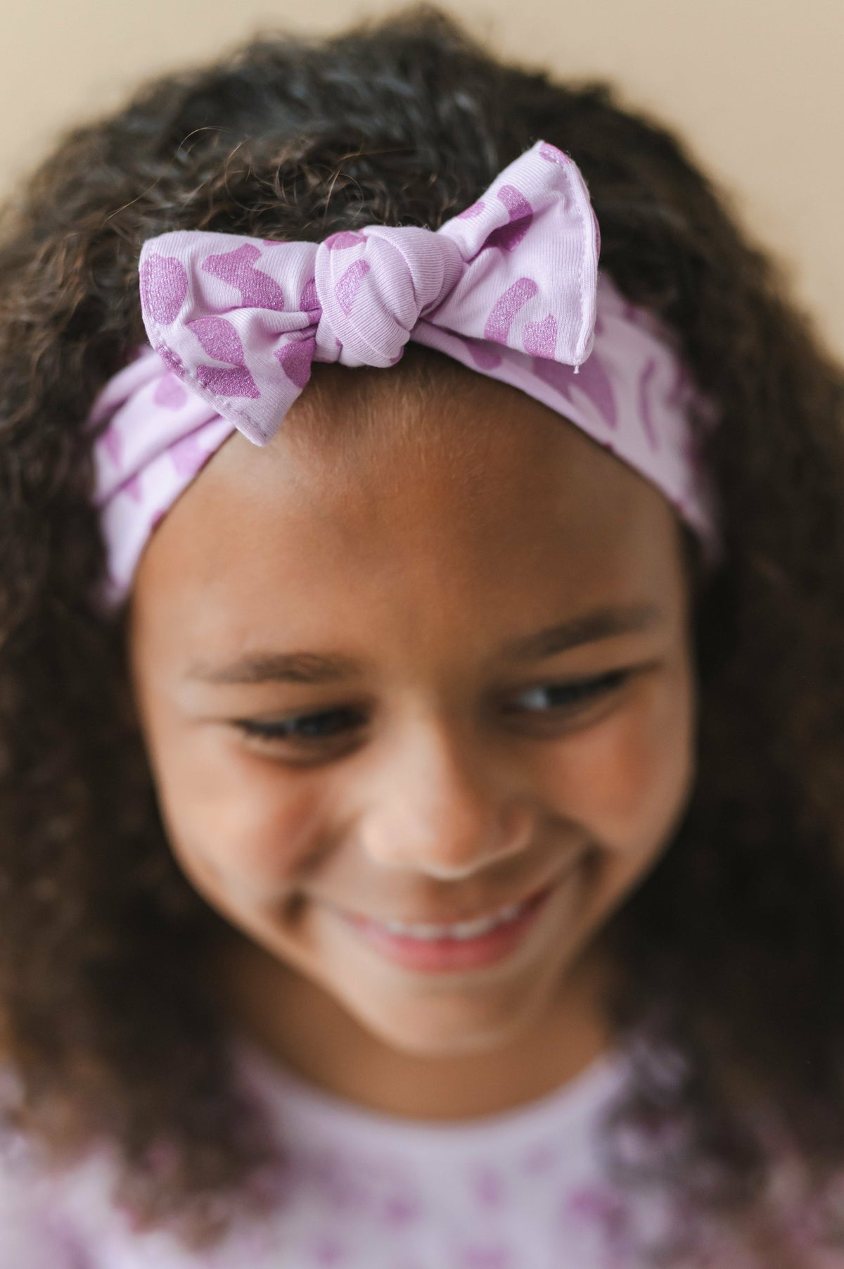 Kyte Baby Knotted Bow Headband in Thistle Leopard