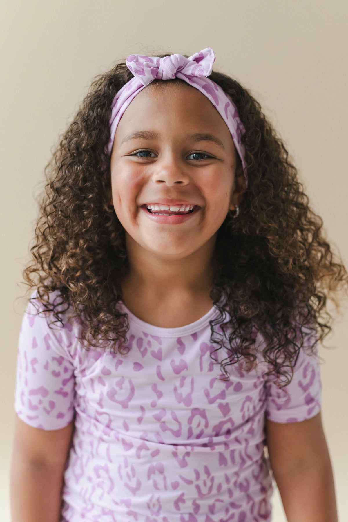 Kyte Baby Knotted Bow Headband in Thistle Leopard